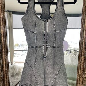 Gray Denim-Style Sleeveless Dress